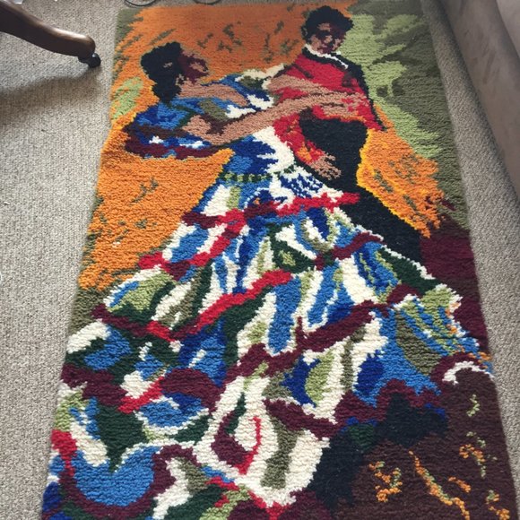 VINTAGE SCANDINAVIAN MULTICOLOR WOOL TAPESTRY WALL HANGING - Picture 3 of 9